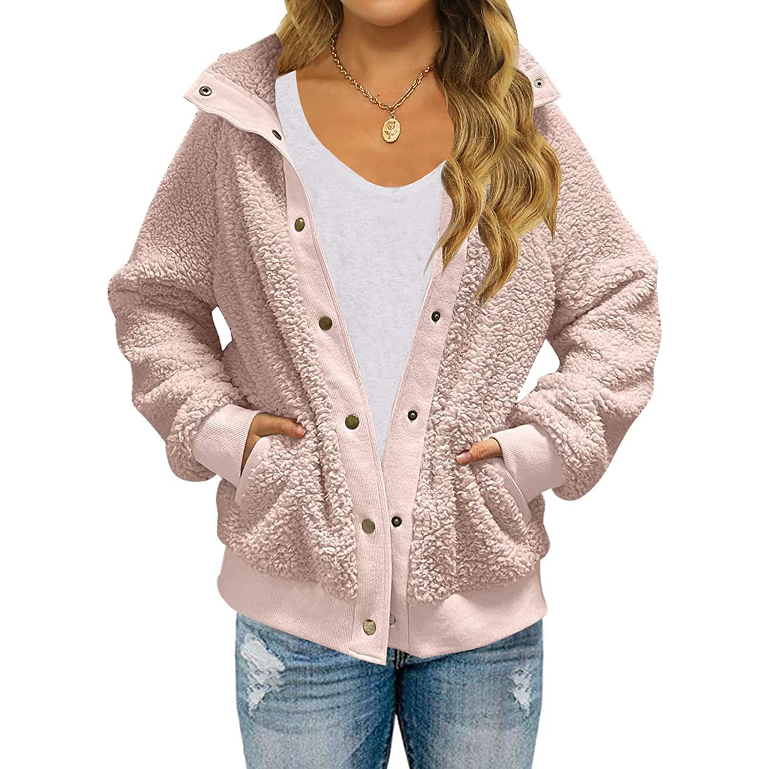 Womens Winter Sherpa Fleece Button Jacket Coat Cheap Sale Get Authentic