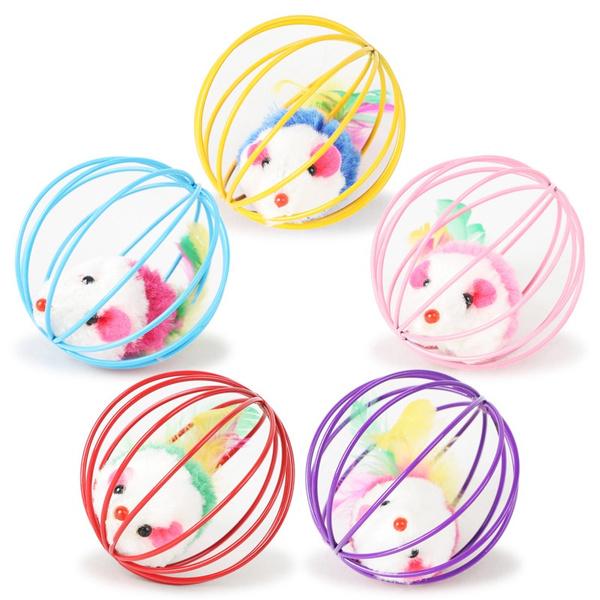 5-Pack: Pet Cat Kitten Playing Mouse Ball Cage Fashion Style For Sale