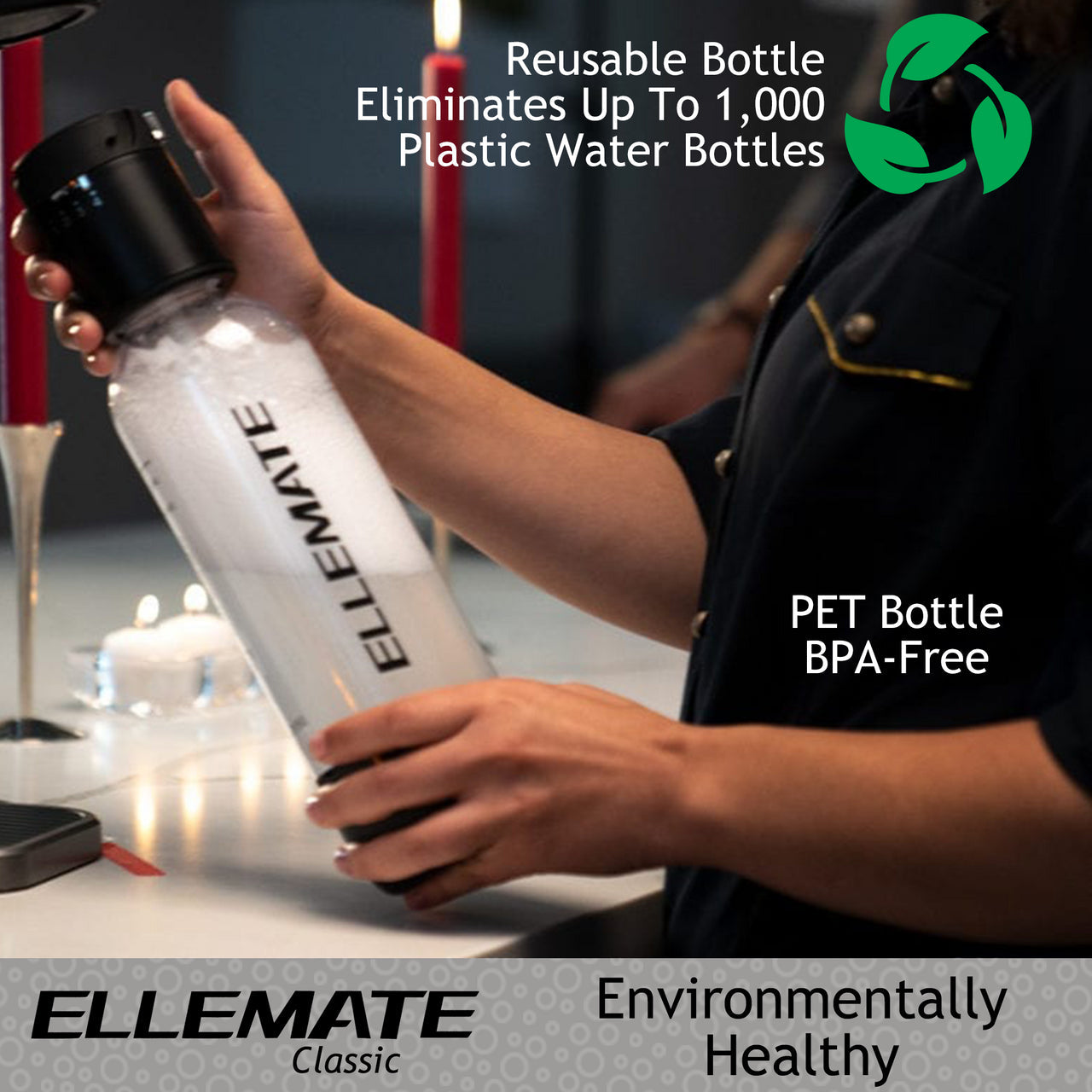 Ellemate Classic Carbonated Drink Maker, Seltzer Water with One-Push Fizz Technology, Cordless Carbonation for Bubbly Water Perfect Cheap Pice