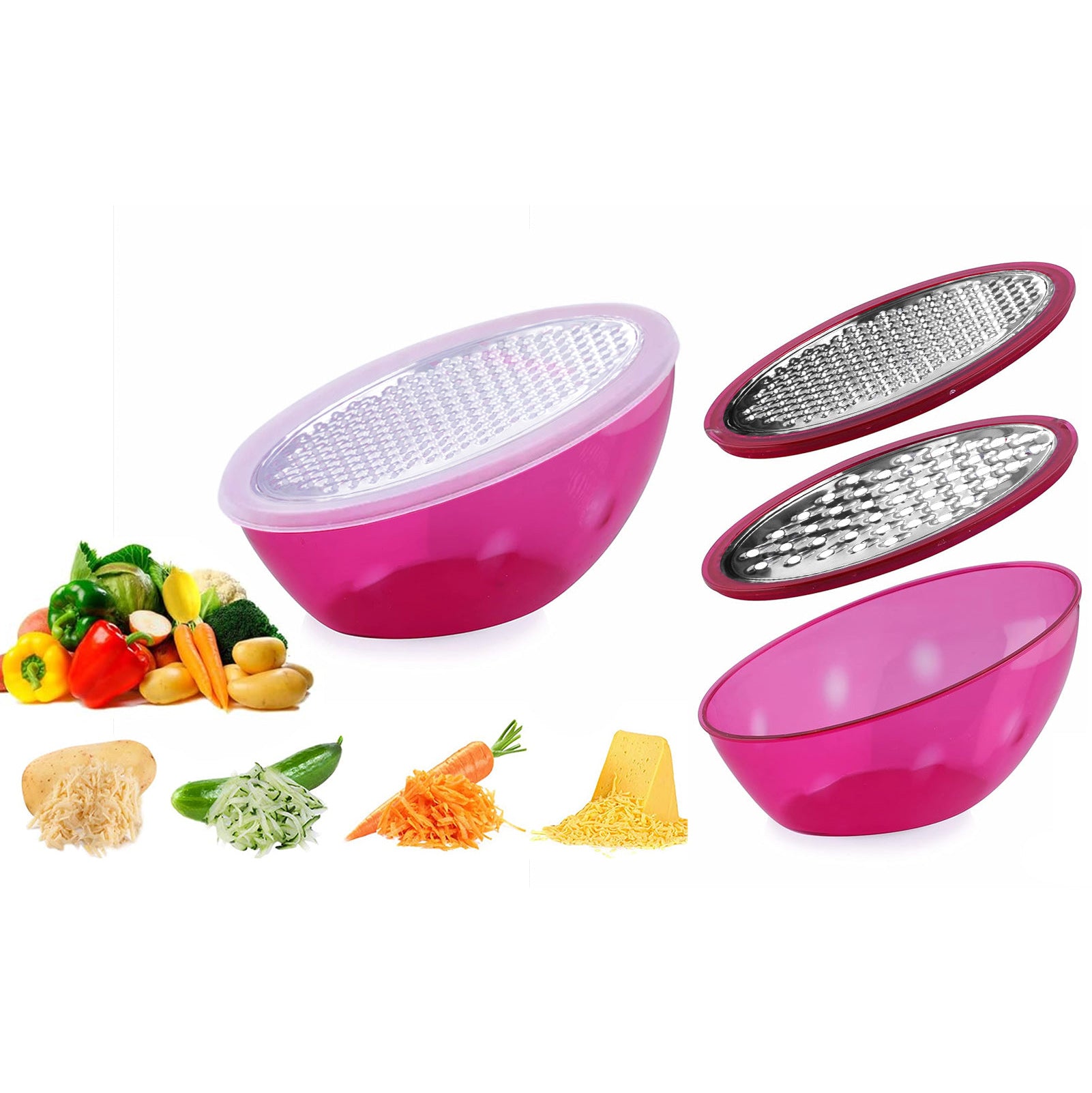 5-Piece: Cheese Grater Citrus Lemon Zester With Food Storage Container & Lid Sale Get To Buy