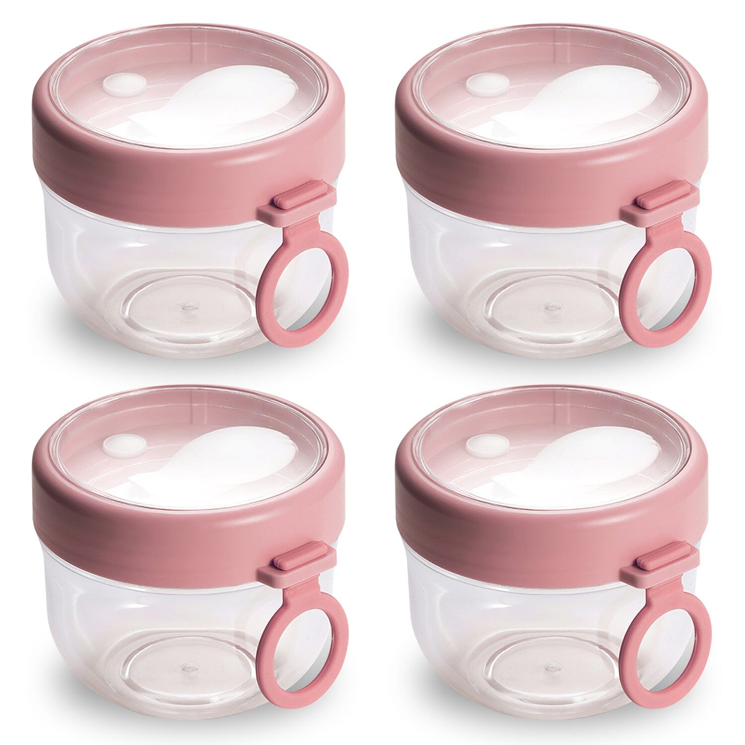 4-Piece: 20 Oz Oat Containers with Lids and Folding Spoons Browse For Sale