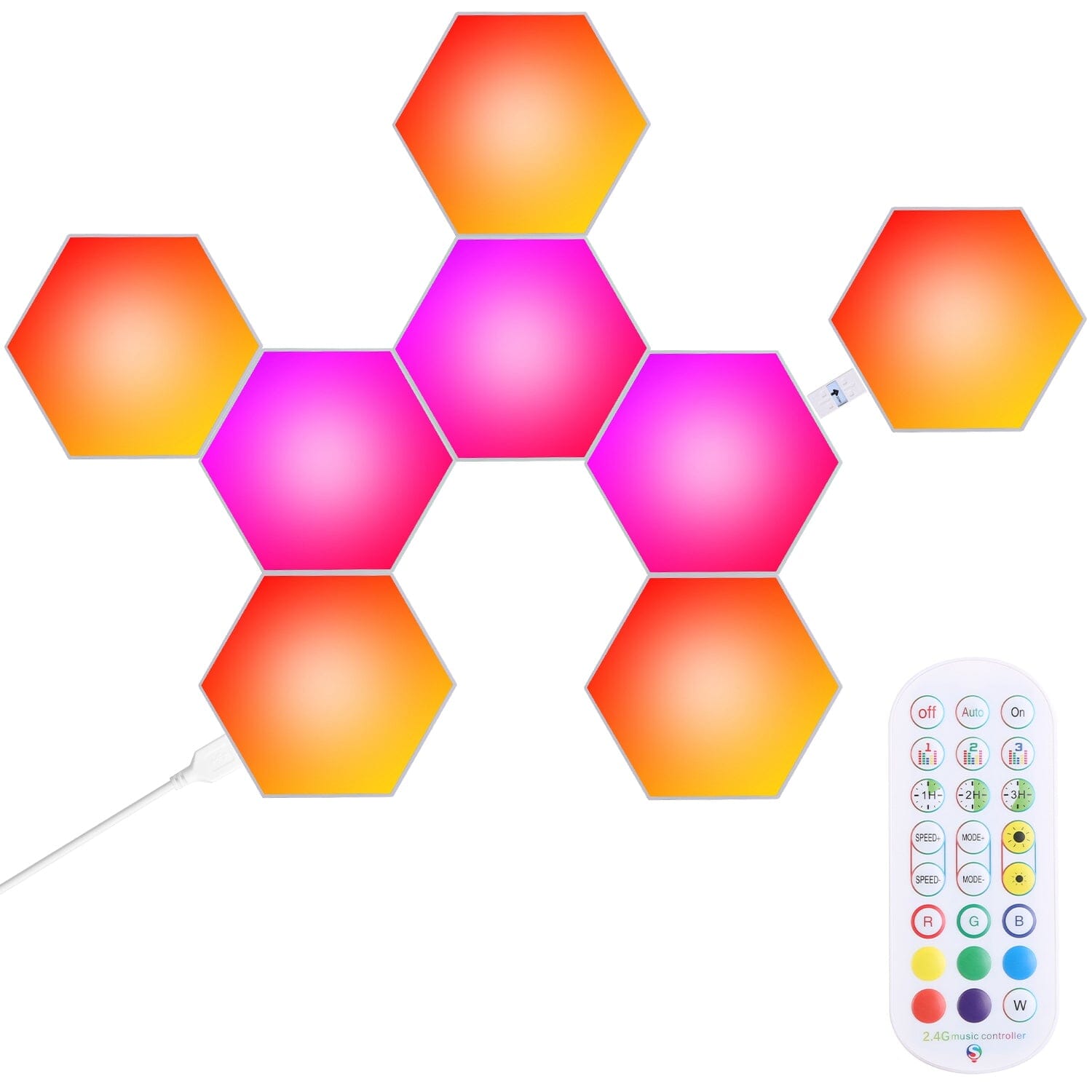 8-Piece: Hexagon Light Panels RGBW Colorful Splicing Wall Lamps Nicekicks