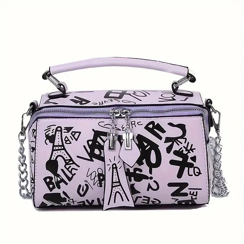 Graffiti Trendy Chain Crossbody Bag for Women Cheap Sale Best Store To Get