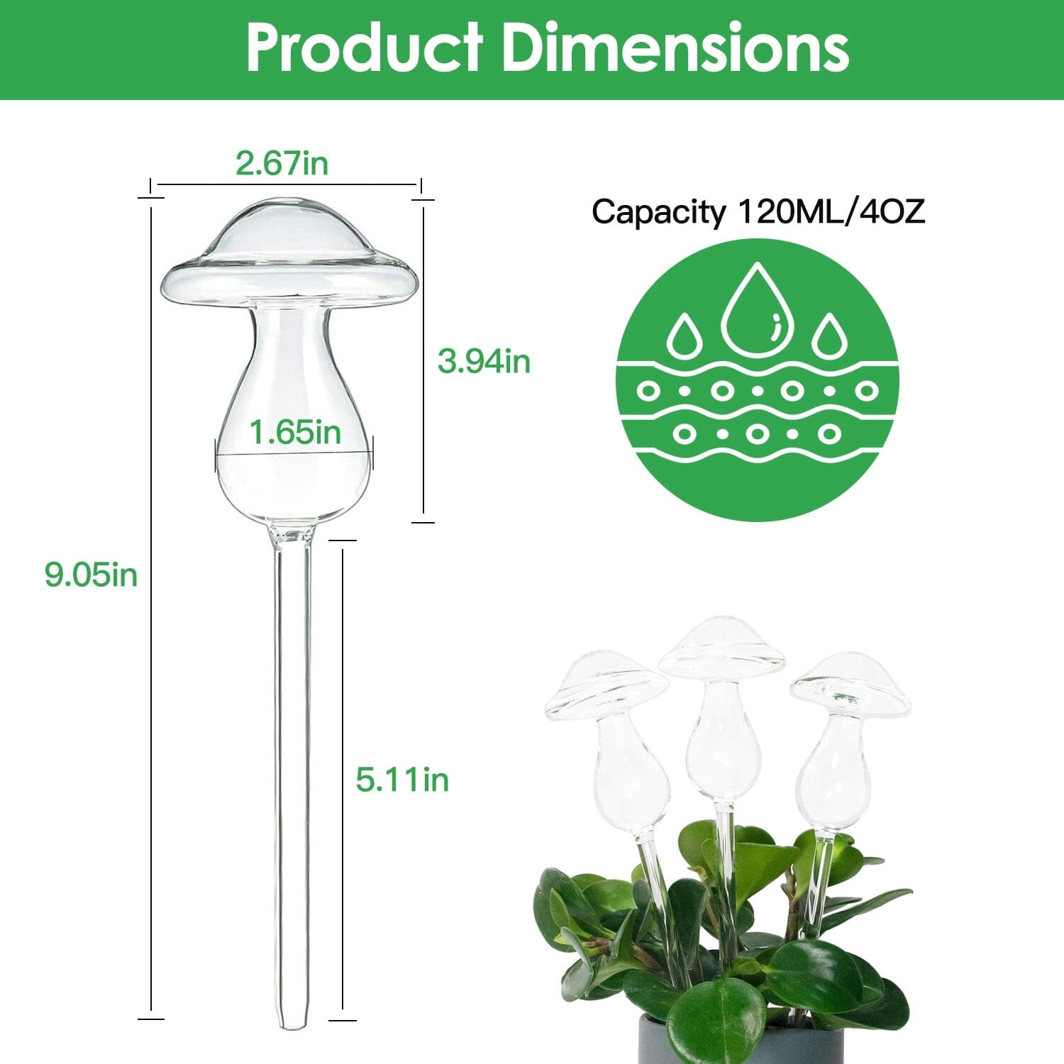 4-Pieces: Clear Glass Plant Watering Globes Iridescent Rainbow Gradient Mushroom Supply Sale Online