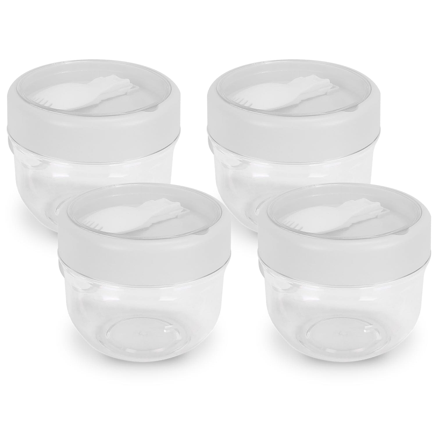 4-Piece: 20 Oz Oat Containers with Lids and Folding Spoons Browse For Sale