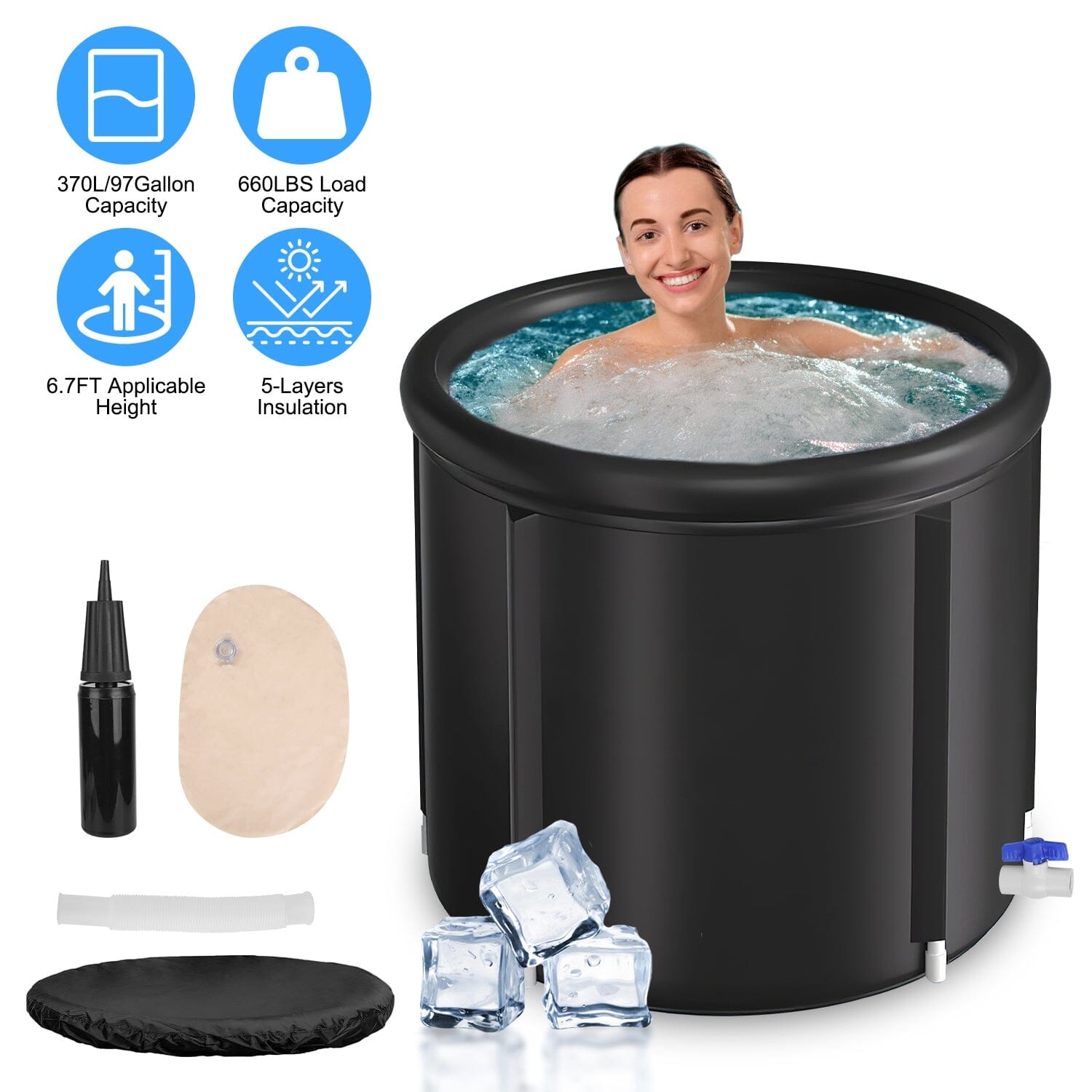 97 Gal Large Size Ice Bath Tub with Cover Clearance Very Cheap