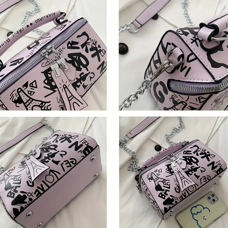 Graffiti Trendy Chain Crossbody Bag for Women Cheap Sale Best Store To Get