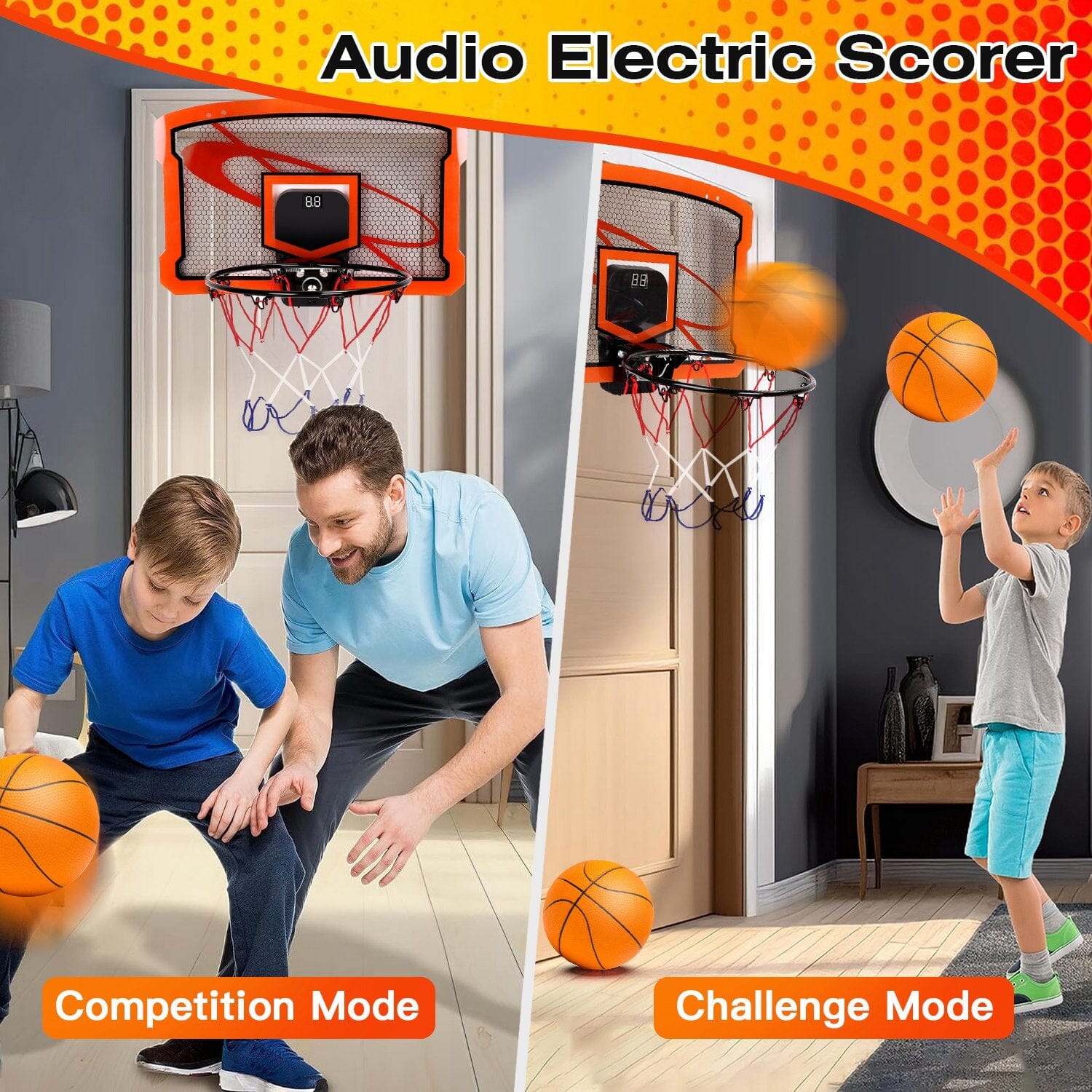 Indoor Mini Basketball Hoop Set with 4 Inflatable Balls Electric Audio Scorer For Cheap Online