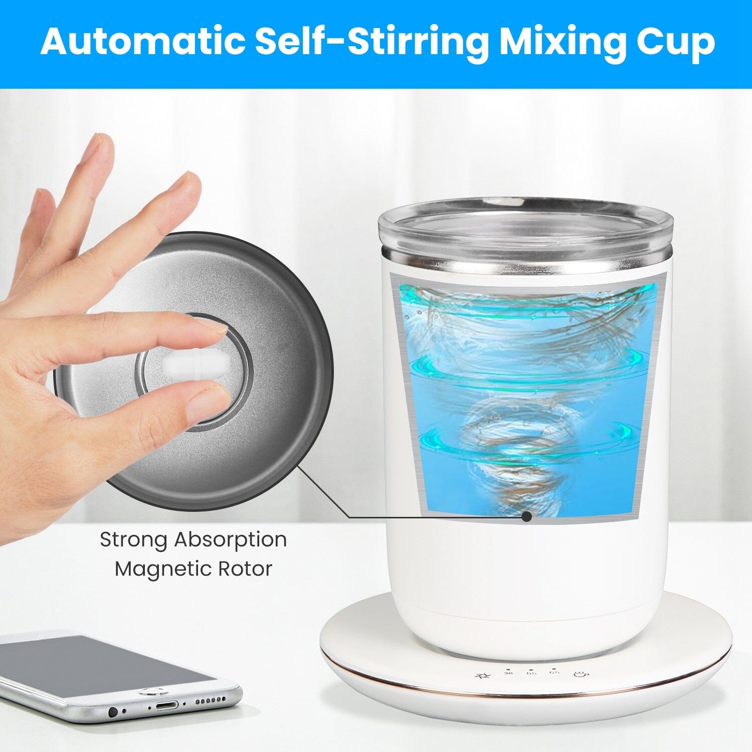 Self Stirring Coffee Mug with Lid Temperature Control 3 Heat Settings Cheap Sale Collections