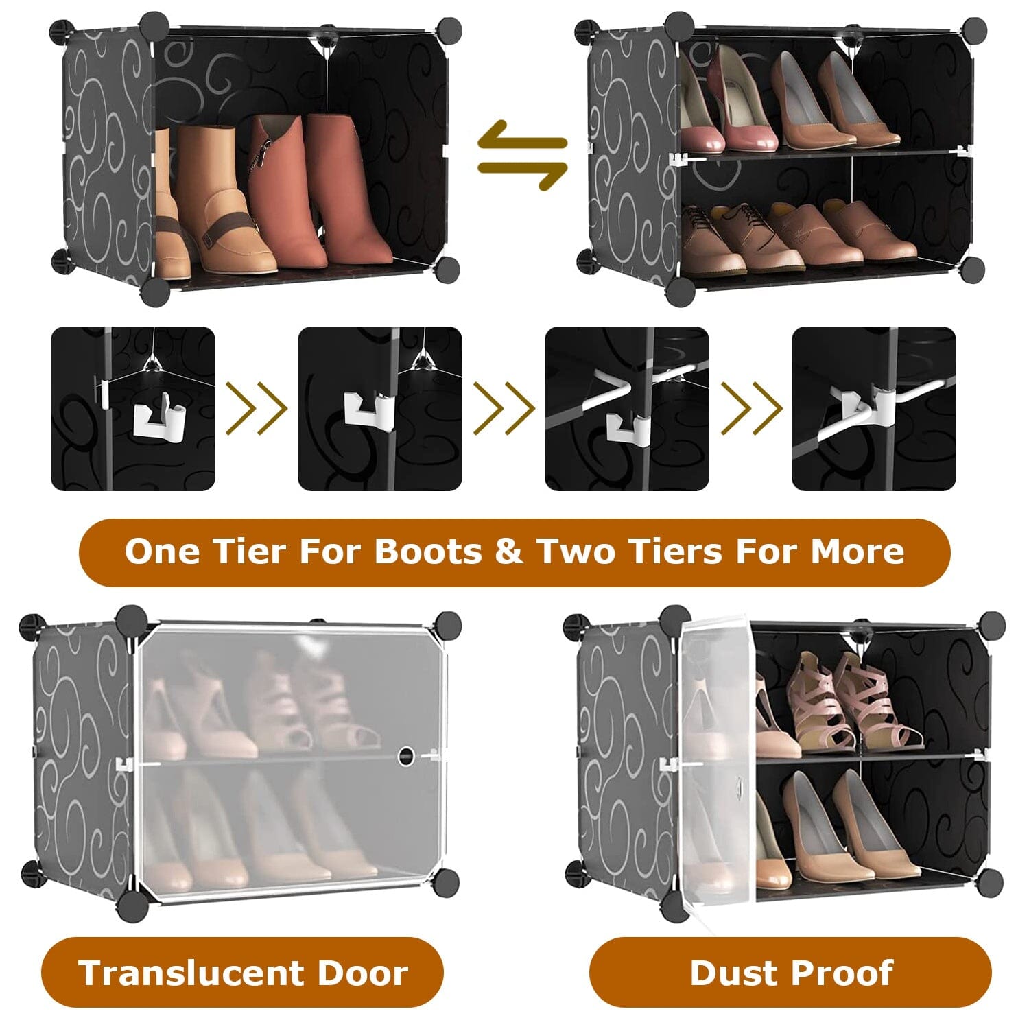 Shoe Rack Organizer with Transparent Doors Fashionable For Sale