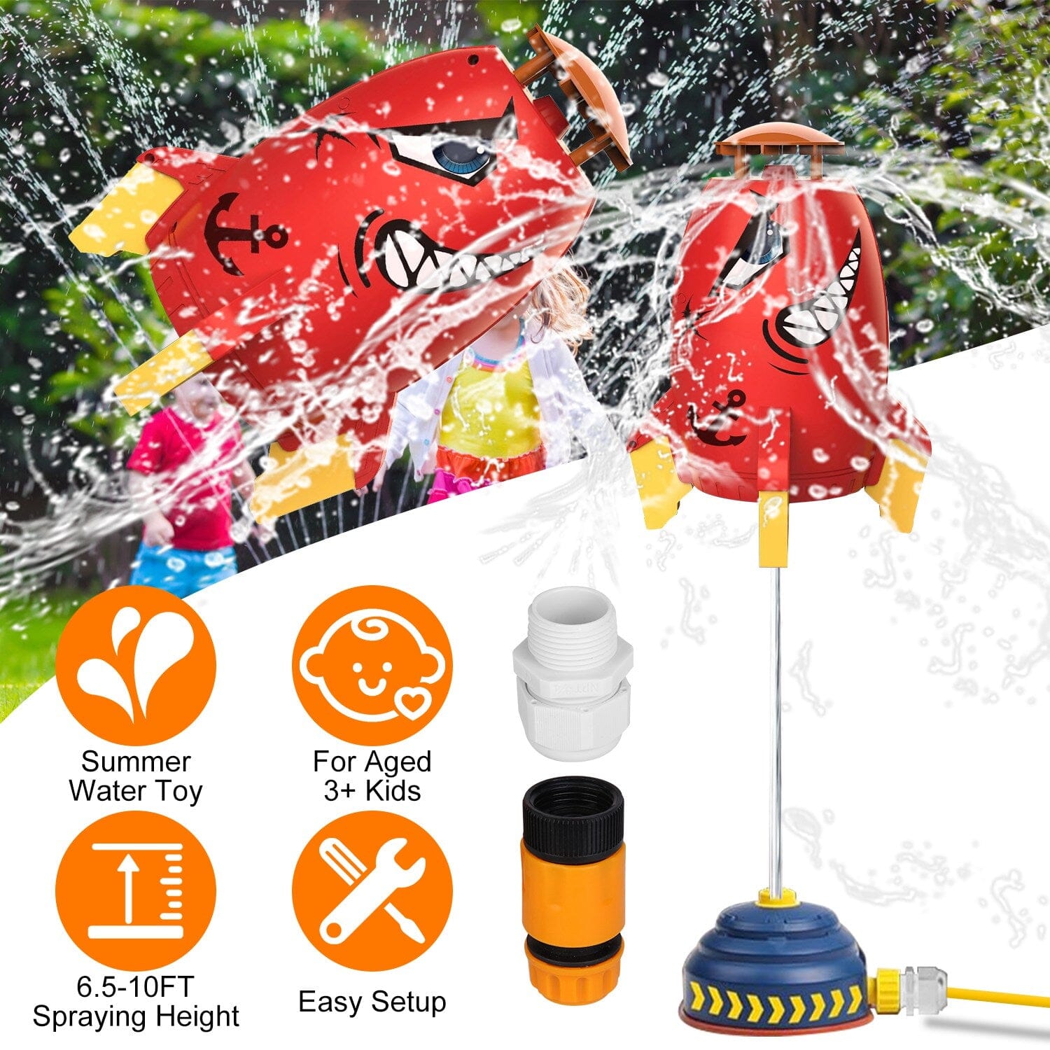 Rocket Sprinkler Launcher Water Sprinkler Flying Splashing 360° Rotation for 3+ Years Old Buy Cheap Limited Edition