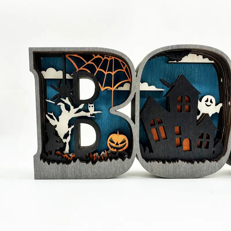 Wooden 3D Halloween Letter Shaped LED Light Classic Cheap Pice