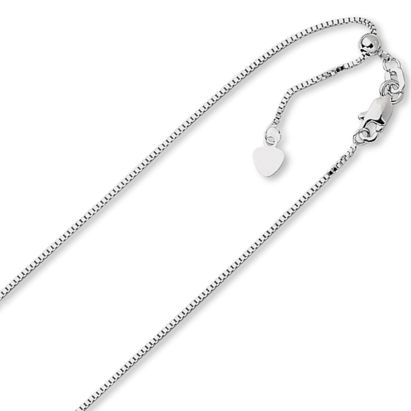 1.2mm Solid Adjustable Box Chain Necklace REAL 14K White Gold Up To 22 Cheap Sale Really