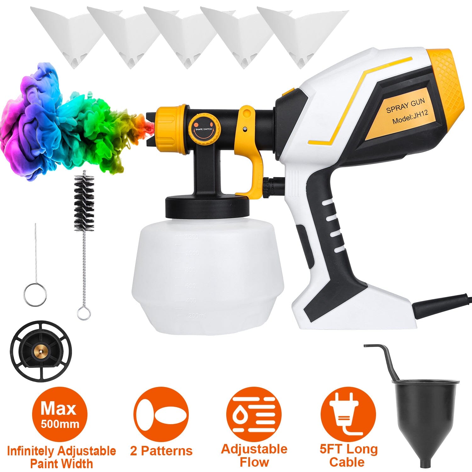 Electric Paint Sprayer HVLP with Different Spray Patterns 1200ML Detachable Container Best Store To Get Cheap Online