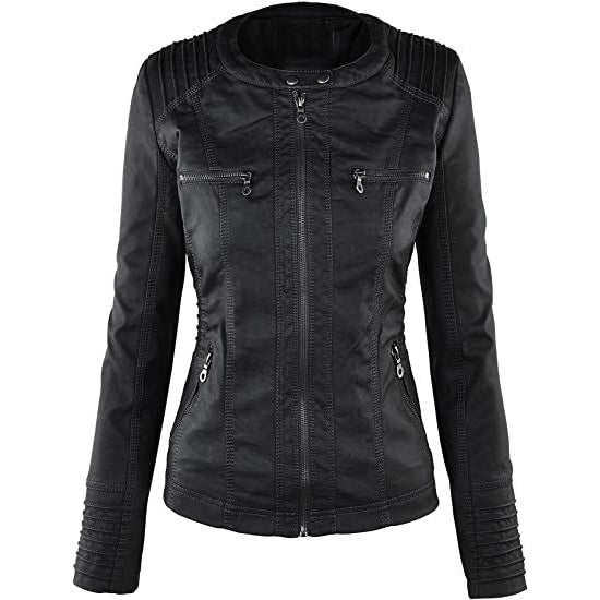 Lock and Love Women's Removable Hooded Faux Leather Jacket Sale Big Discount