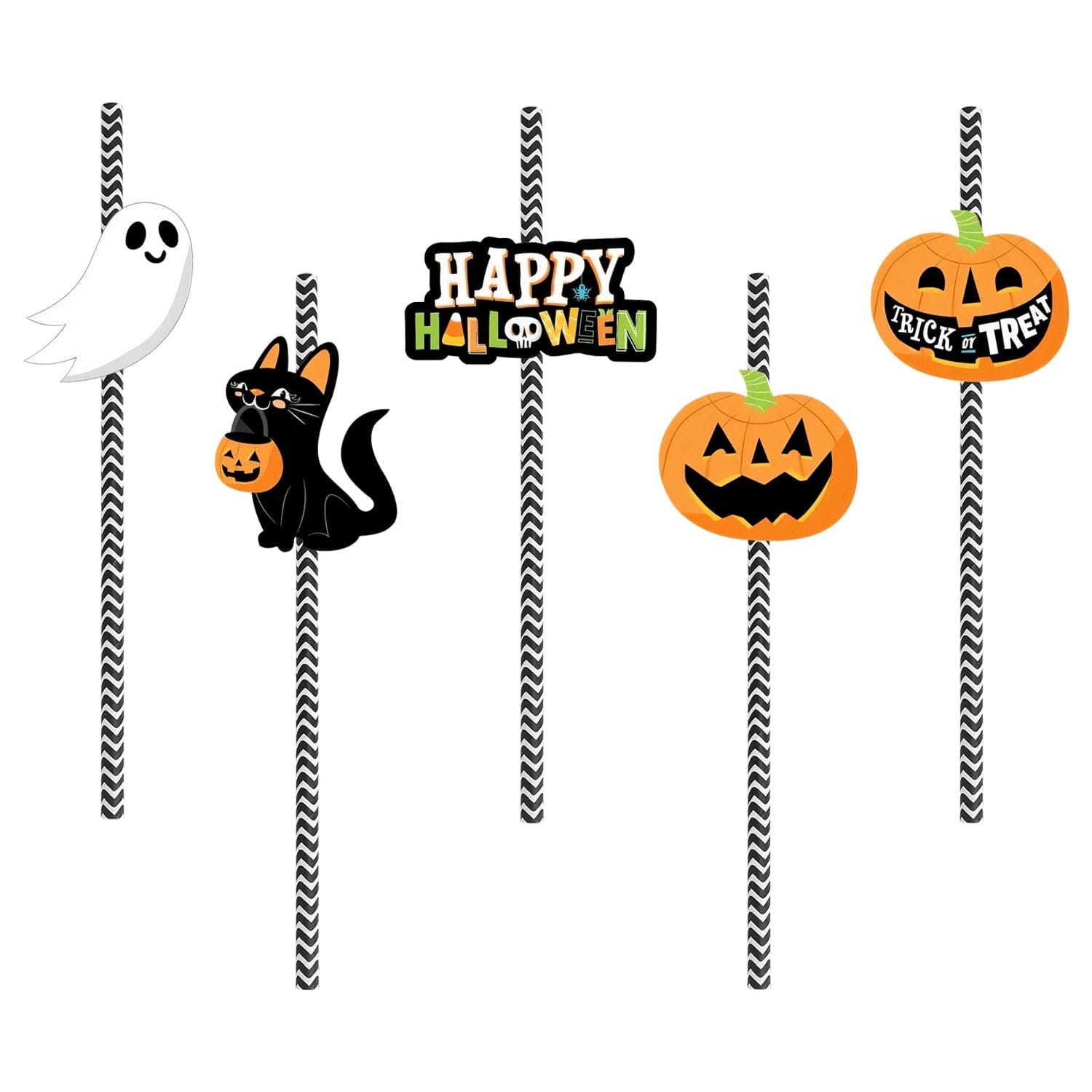 24-Pieces: Halloween Party Striped Decorative Paper Straws Online Shop From China