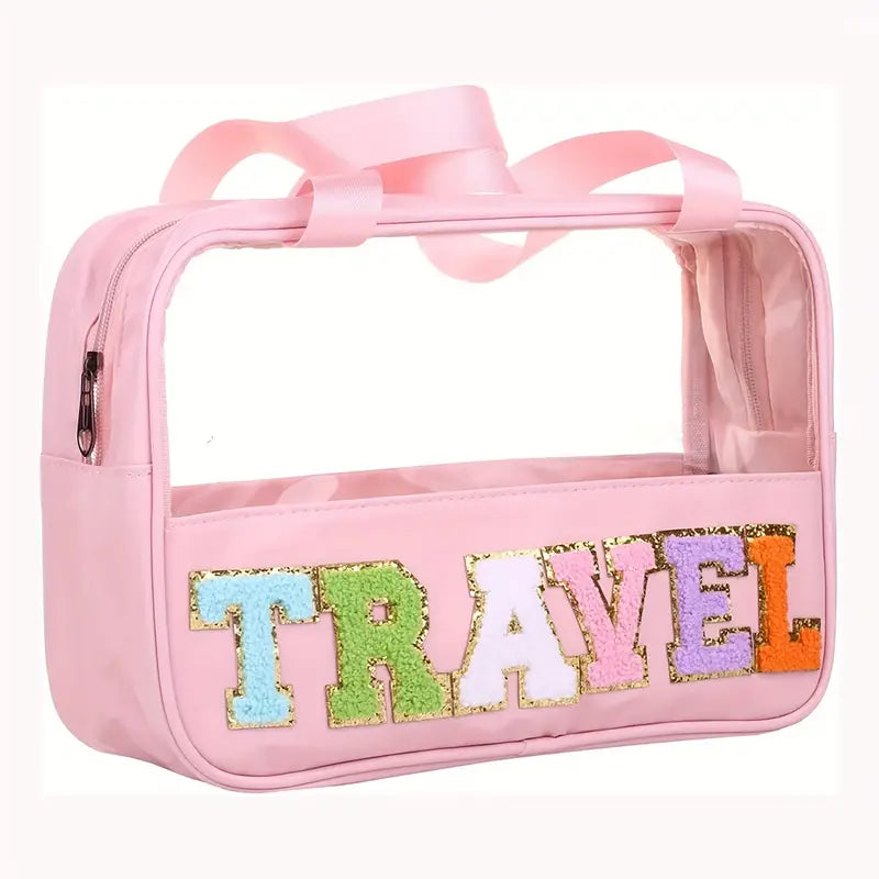 Transparent Letter Pattern Makeup Bag with Handle Best Deals