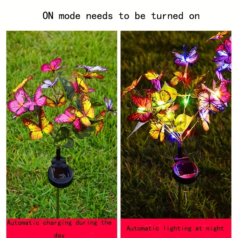 2-Pack: Solar-Powered Butterfly Flower Lamp Discount View