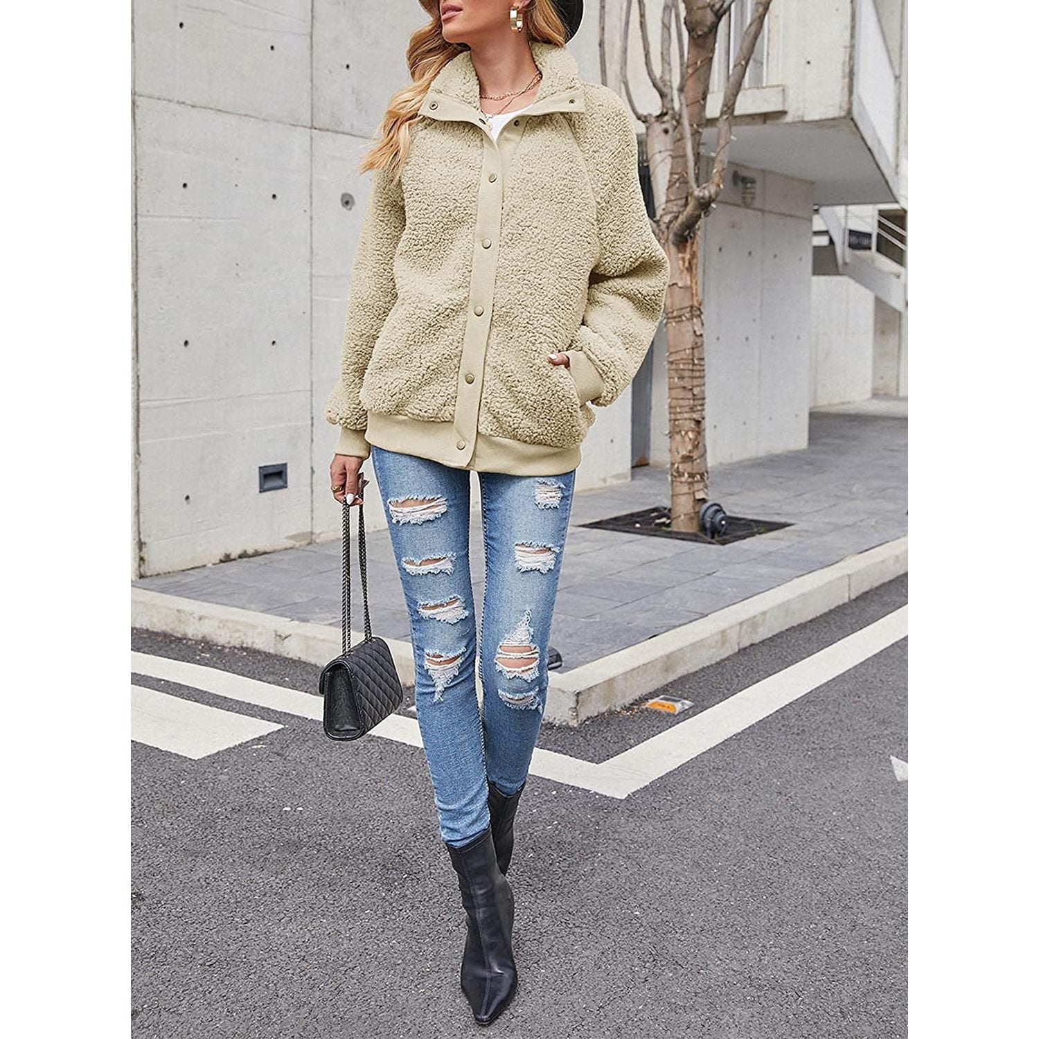 Womens Winter Sherpa Fleece Button Jacket Coat Cheap Sale Get Authentic