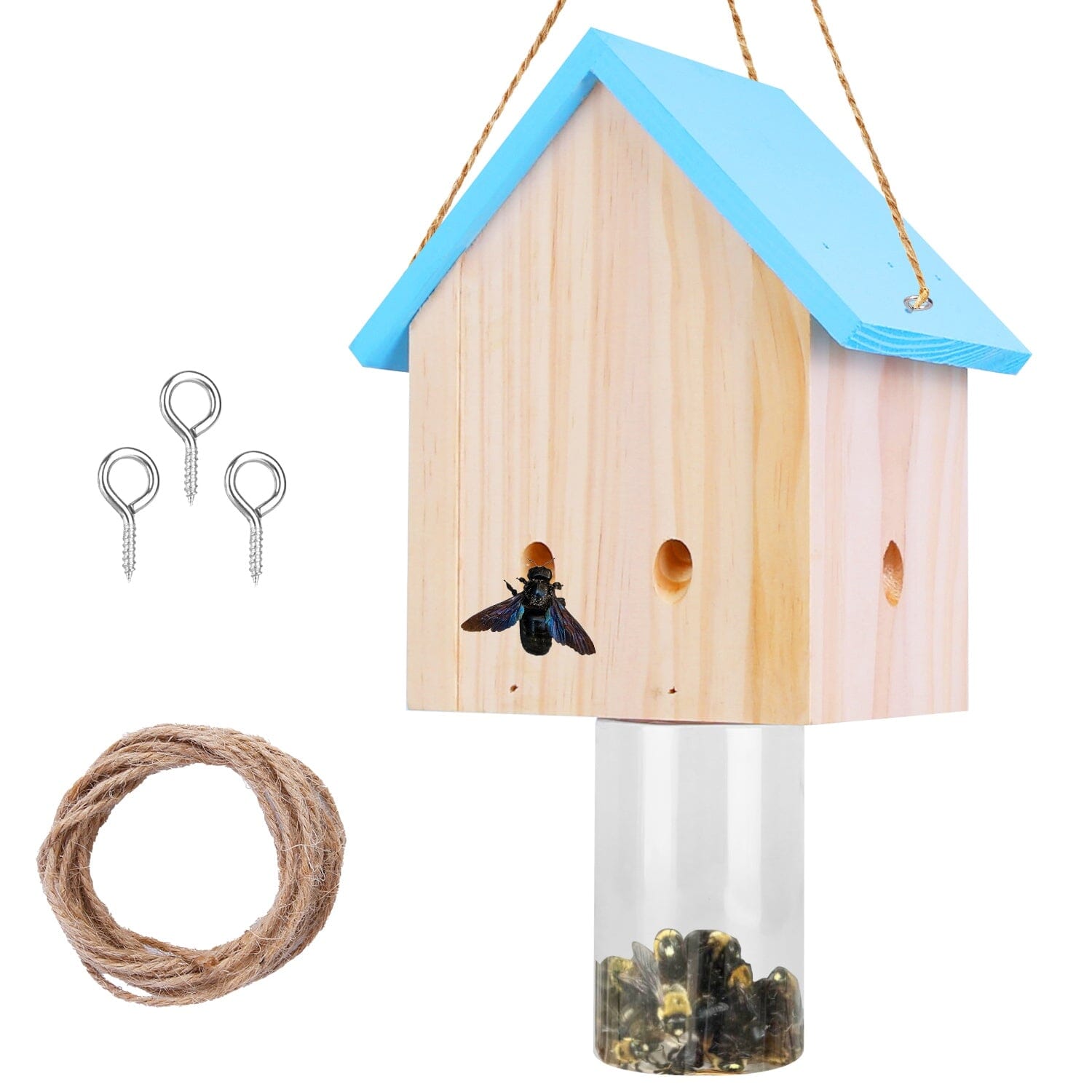 Wood Carpenter Bee Trap Outdoor Natural Pine Wood Comfortable Cheap Online