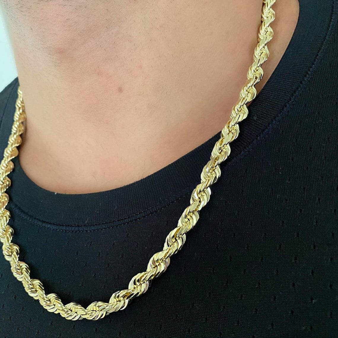 8mm Anti-tarnish Yellow Gold Rope Chain Free Shipping Good Selling