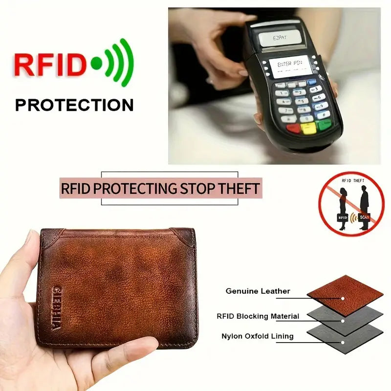 Vintage Style Men's RFID Blocking Wallet Large Capacity with Multiple Card Slots Cheap Sale Geniue Stockist