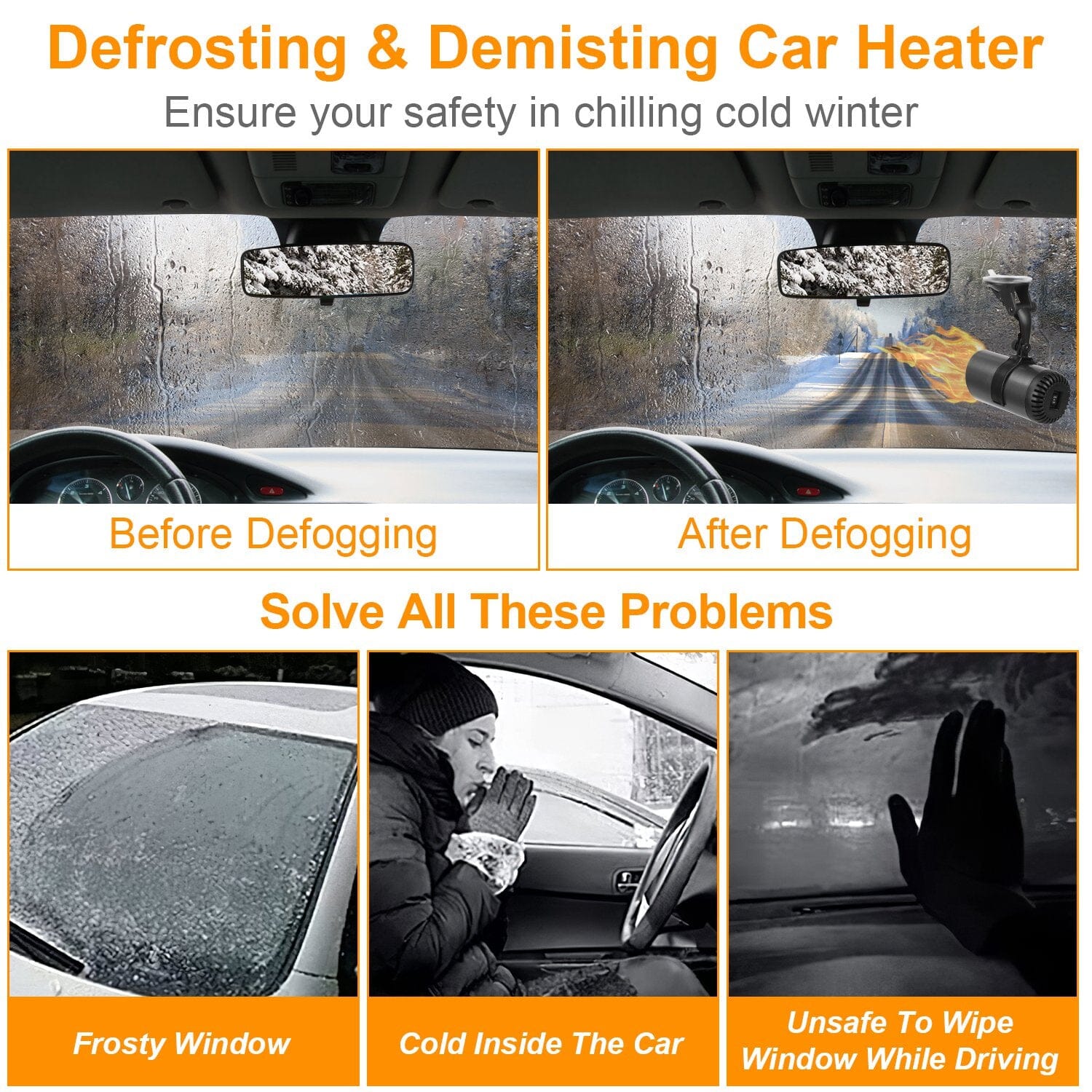 150W Portable Car Heater 2-in-1 Heating Cooling Fan Rotatable Demister Defroster Looking For Cheap Pice