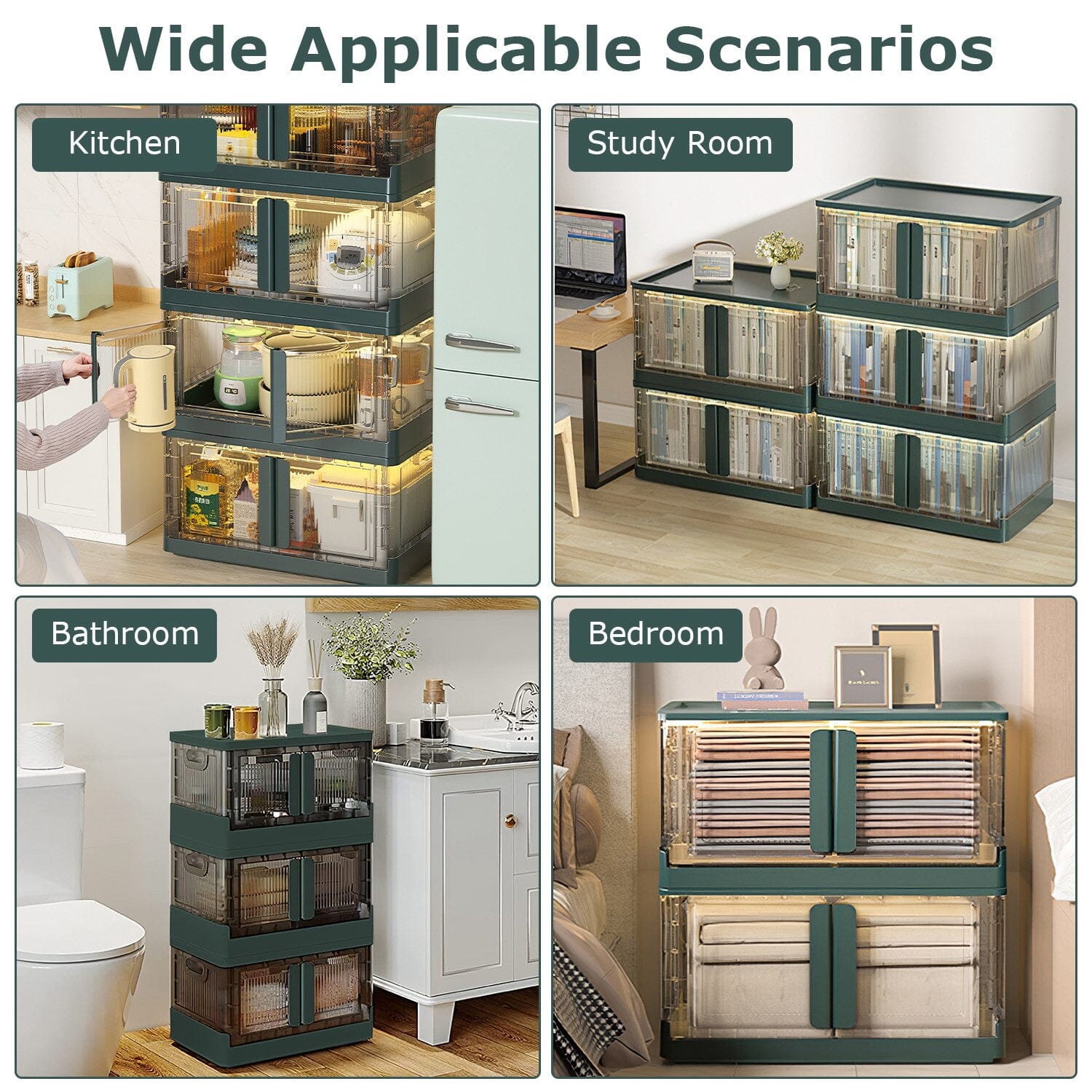 2-Piece: Foldable Stackable Storage Bins with Lid Websites For Sale