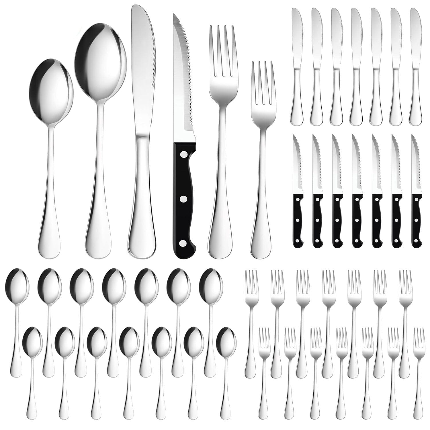 48-Piece: Stainless Steel Silverware Cutlery Set Fast Delivery For Sale