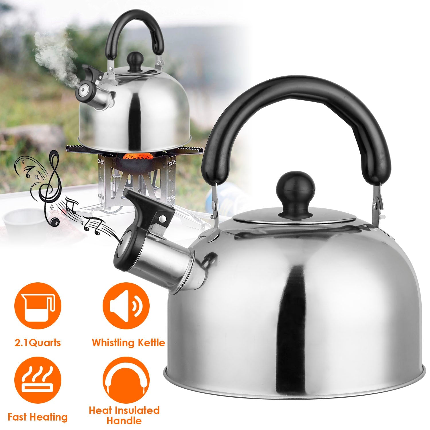 2.1 Quarts Stainless Steel Whistling Tea Kettle Stovetop Induction Gas Teapot 2025 New Cheap Pice