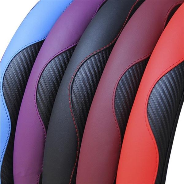 Car Auto Steering Wheel Cover Carbon Fibre Breathable Anti-slip Protector Discount The Cheapest