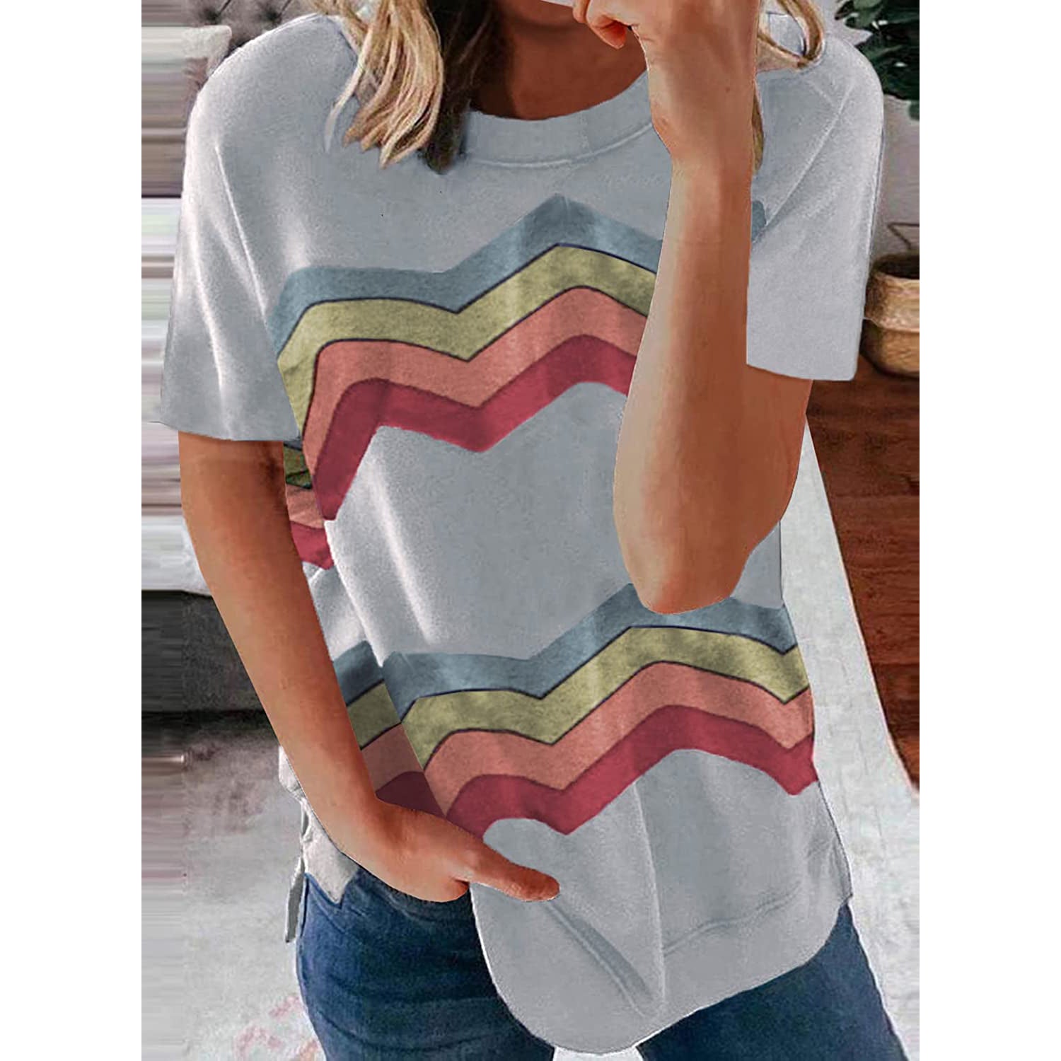 Womens Graphic Crewneck Tee Loose Casual T-Shirt Enjoy Online