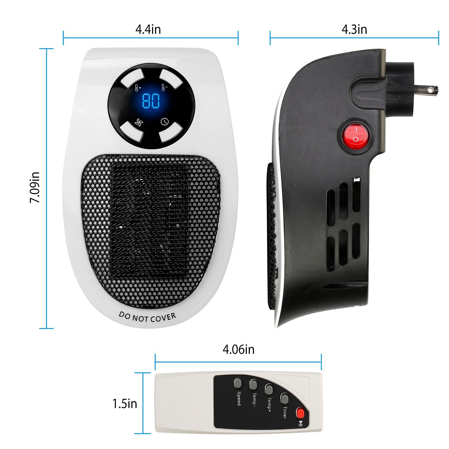 500W Portable Heater Fan Wall Outlet with Remote Control Free Shipping Low Cost