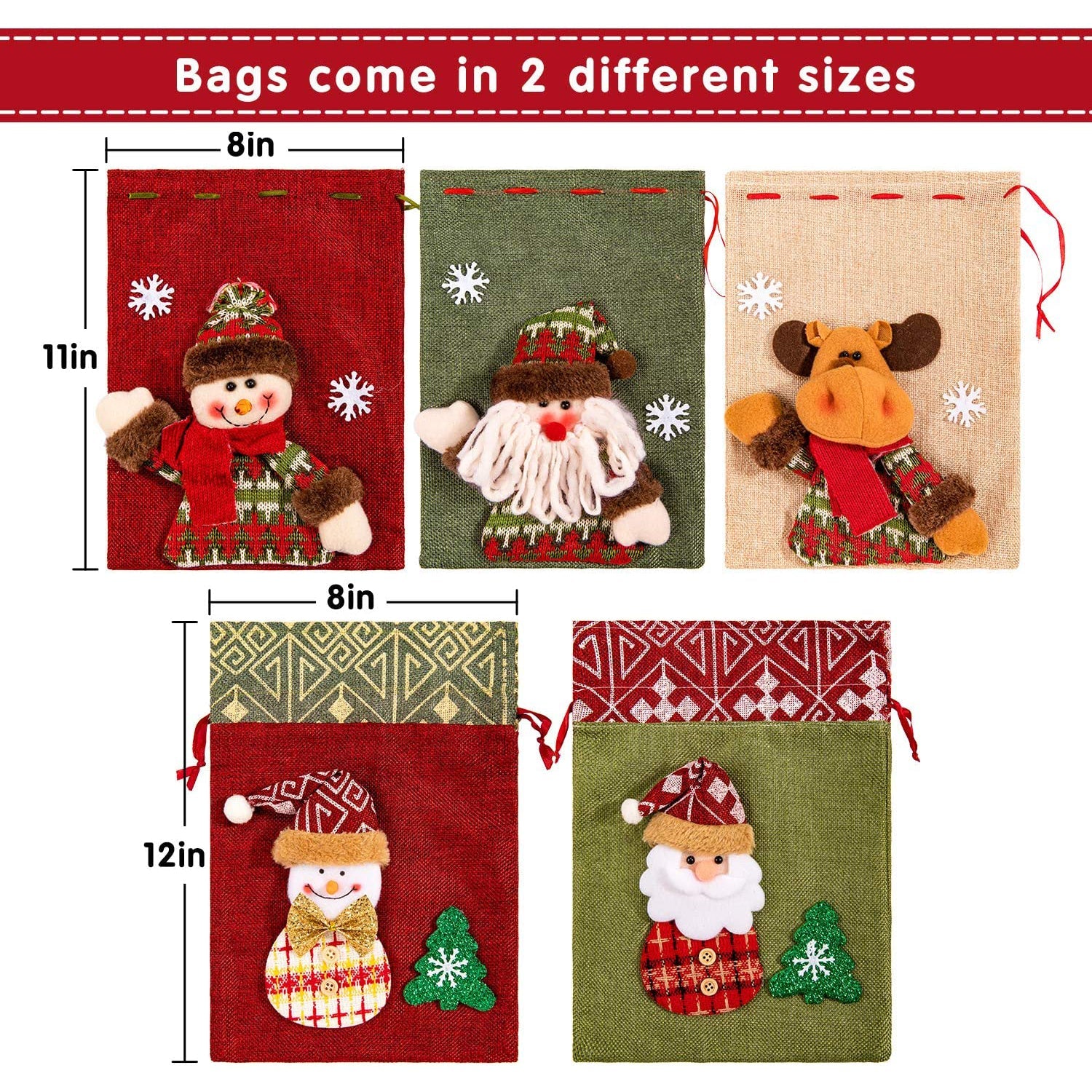 5-Pack: Drawstring Christmas Bags Footlocker Pictures Cheap Online