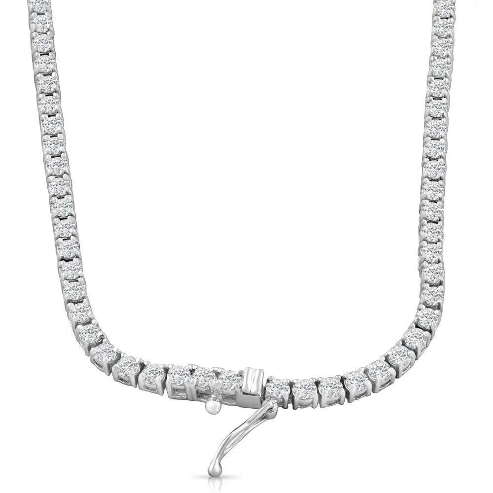 16 20Ct Diamond Tennis Necklace 14k White Gold Lab Grown Get To Buy Cheap Pice