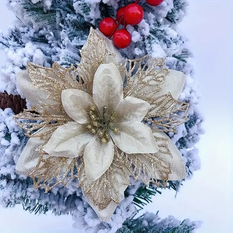 20-Pieces: Artificial Poinsettia Flowers Christmas Ornament Free Shipping Fake