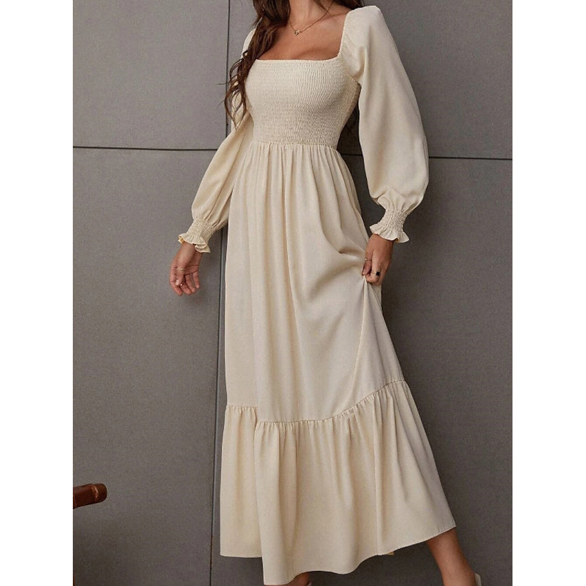 Women's Ruffle Autumn Winter Swing Midi Dress Sale Low Pice