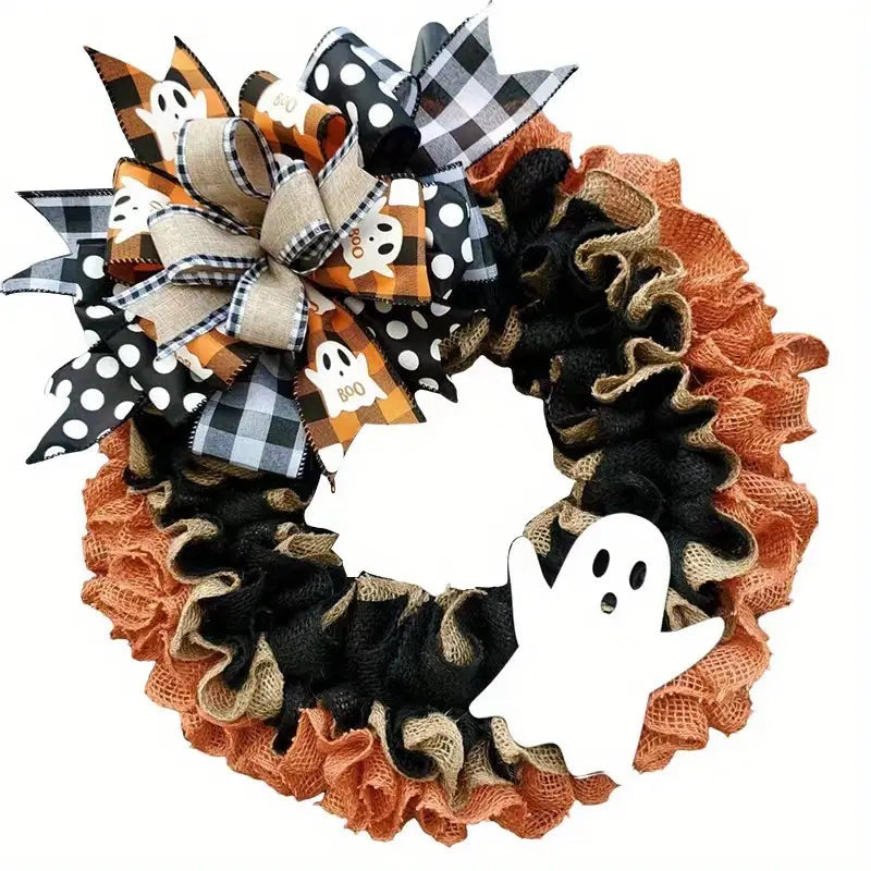 Ghost Halloween Wreath Front Door Décor Manchester