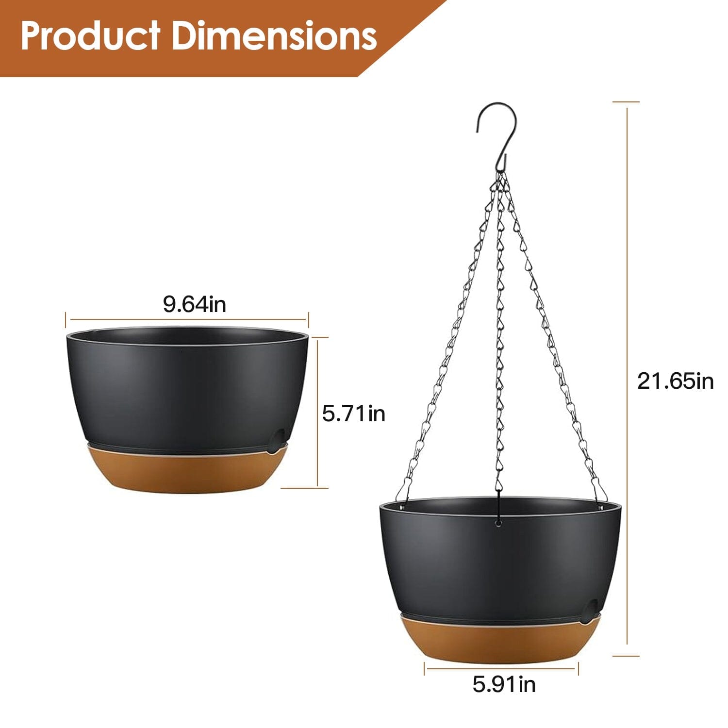 4-Piece: 9.64 Diameter Hanging Planter with Drainage Holes Free Shipping Cheap Pice