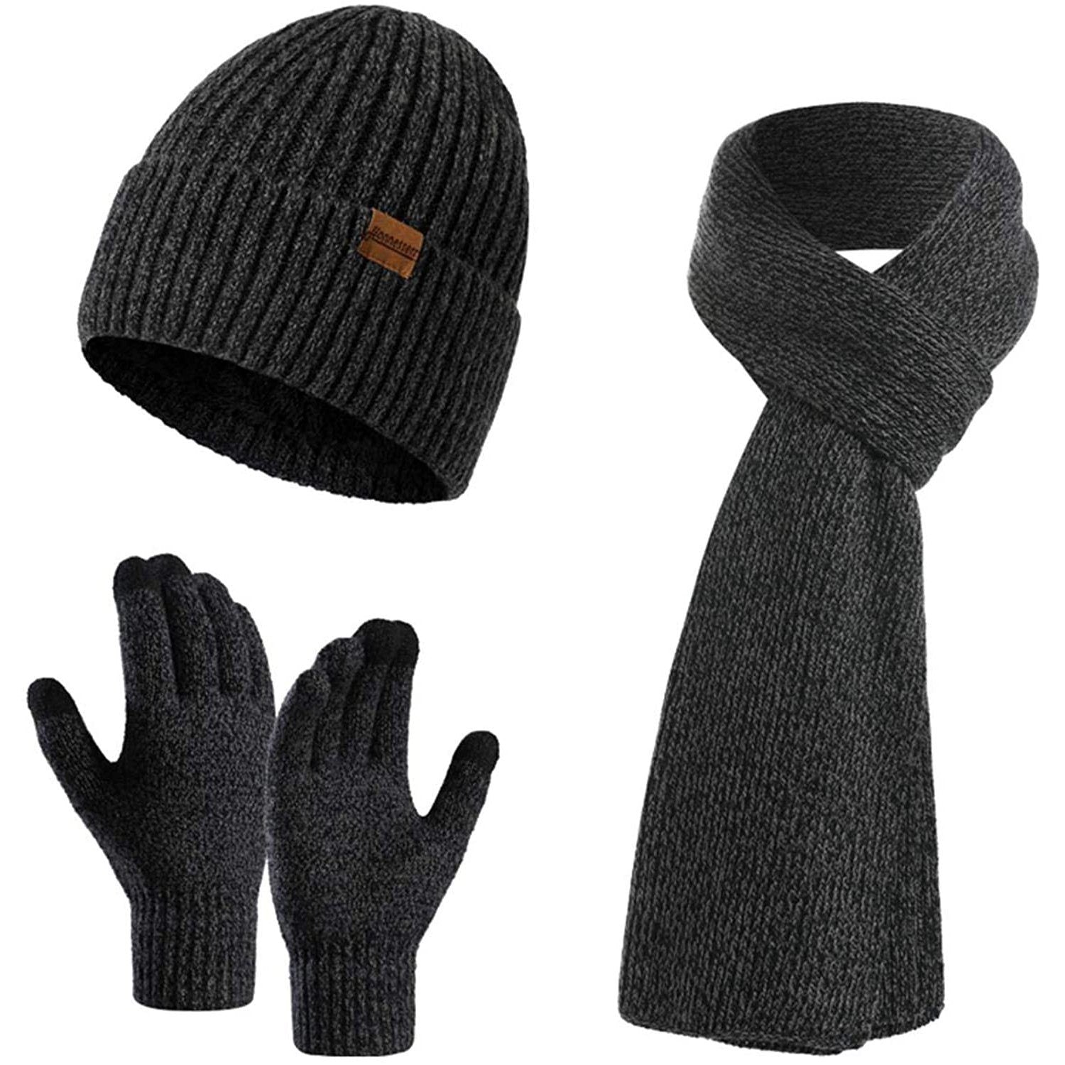 Men's Scaves and Beanie Hat Themal Gloves Set Clearance Geniue Stockist