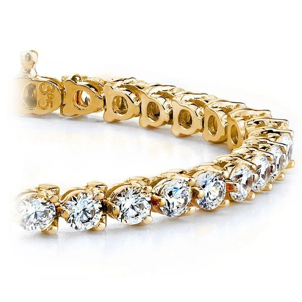 Diamond Tennis Bracelet 6.00 CT Round Cut 14k Yellow Gold 100% Natural H/SI Marketable