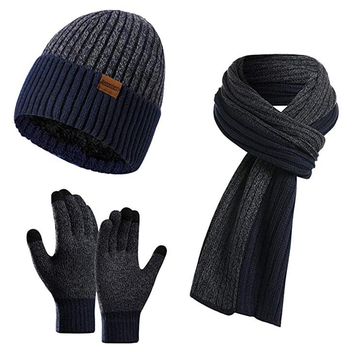 Men's Scarf and Beanie Hat Themal Gloves Set Sale Great Deals