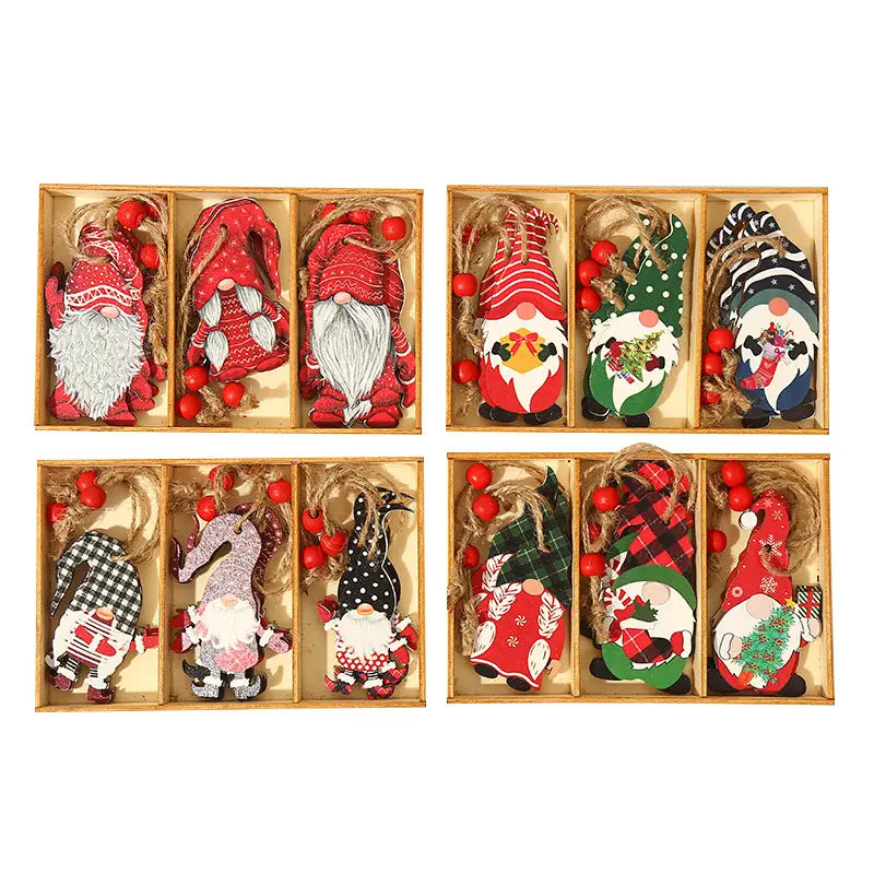 9-Pieces: Festive Christmas Wooden Hanging Box Original For Sale