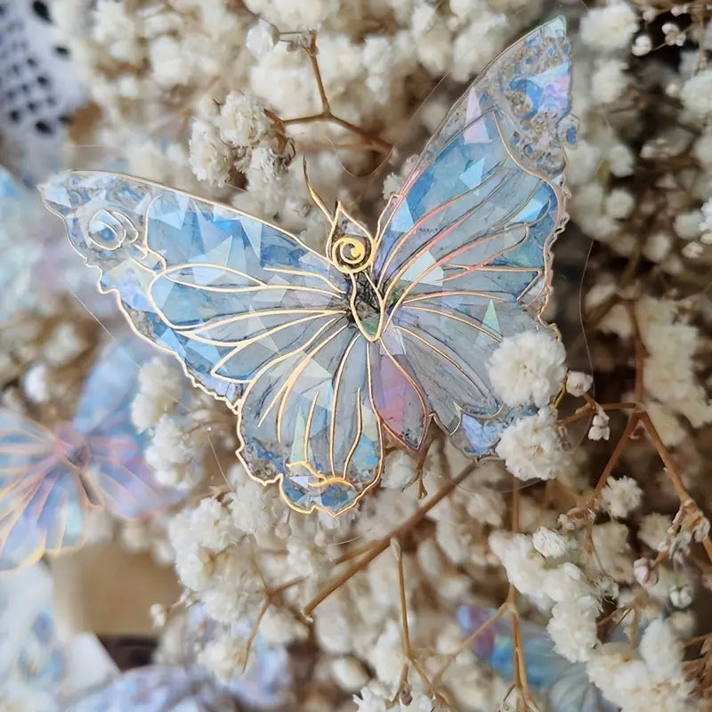 20-Pieces: Ice Crystal Laser Butterfly Decorative PET Stickers Outlet Nicekicks