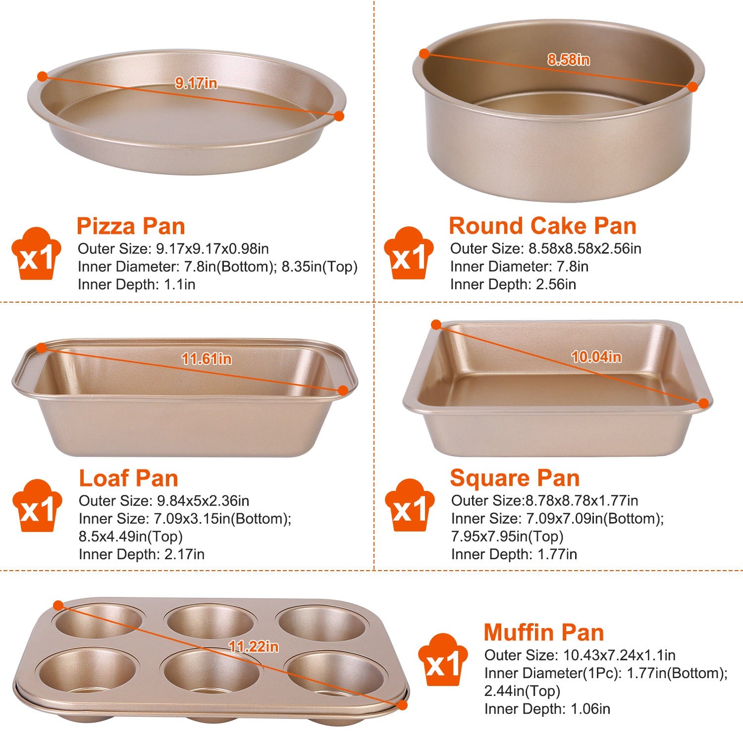 5-Piece: Nonstick Bakeware Set Sast For Sale