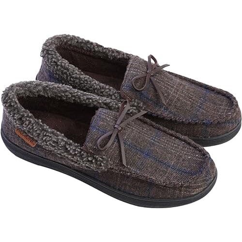 Men's Slippers Moccasin Plush Lined House Shoes Fuzzy Furry Clearance Perfect