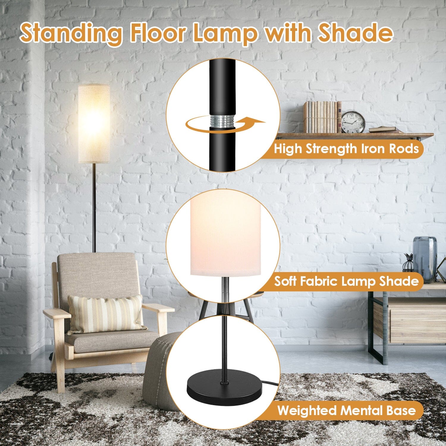 3200K Warm Yellow Light Modern Standing Lamp with Foot Switch 6W Bulb Cheap Sale Sast