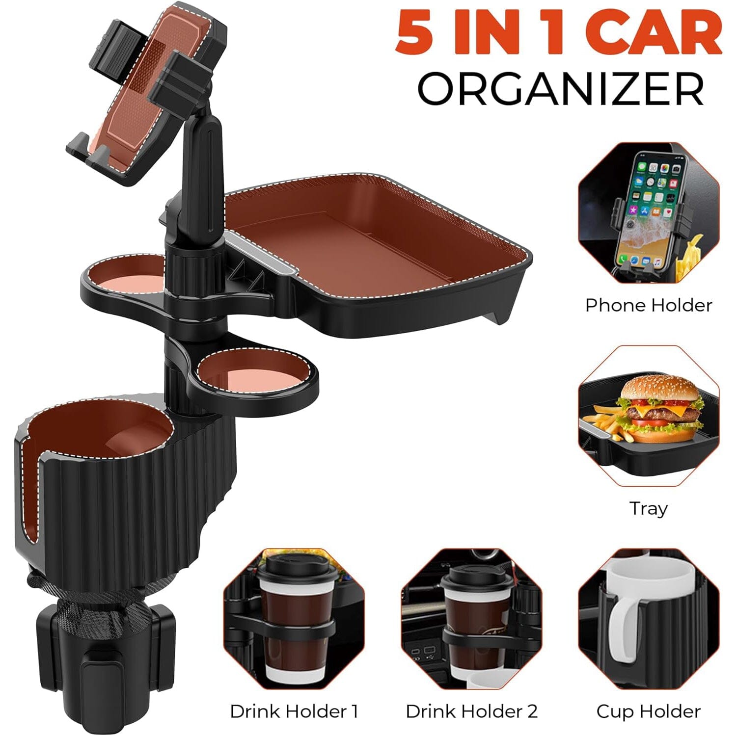 5-in-1 Car Organizer & Cup Holder Free Shipping Sale Online