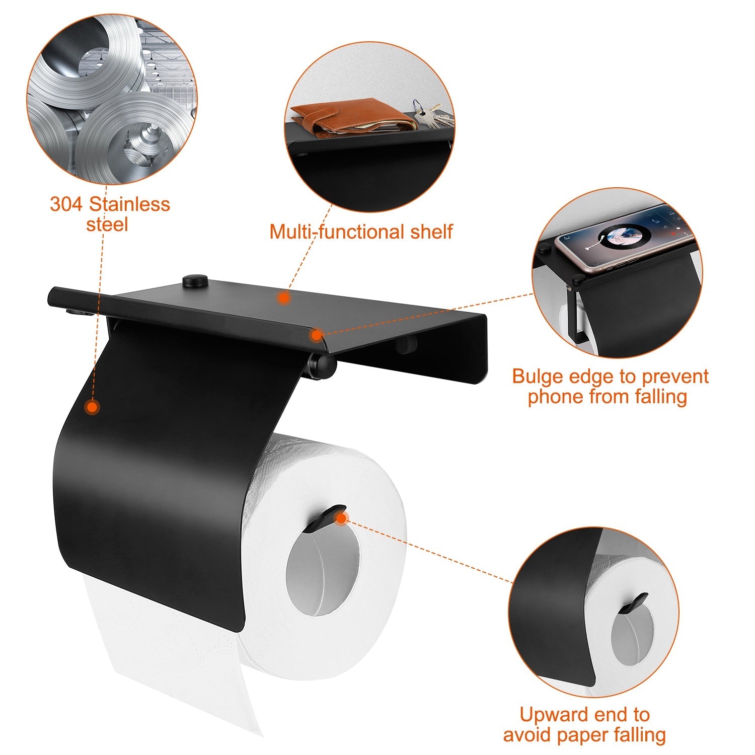 Wall Mounted Toilet Paper Holder with Phone Storage Rack Fast Delivery For Sale