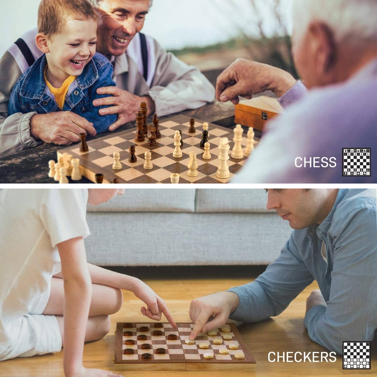 Handcrafted Chess Pieces Wooden Chess Set with Wooden Checkers Pieces Cheap Genuine